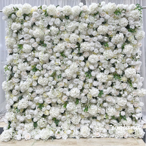 Decorazione per Matrimoni, Pannello <span class=keywords><strong>di</strong></span> <span class=keywords><strong>Fiori</strong></span> Artificiali a Parete 3D 5D, Sfondo Floreale Bianco 8ft X 8ft - Product Image 2