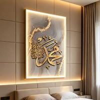 Décoration Murale Islamique en Porcelaine avec LED, Motif Diamant et Cristal, Thème Religieux Ethnique, Mosquée de Médine