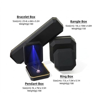 Boîte à bijoux rectangulaire de luxe sur mesure EVERWIN avec motif carré, éclairage LED et doublure en velours, disponible en OEM/ODM - Product Image 5