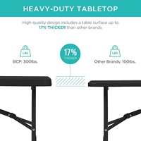 Table pliante rectangulaire en acier allié et plastique de 1,2 m, robuste, portable, avec poignée de verrouillage, pour pique-nique, fête, camping