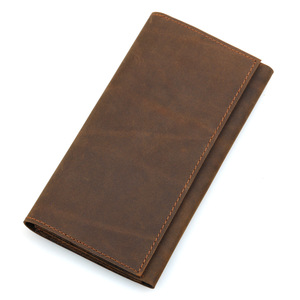 Portefeuille long vintage en cuir véritable anti-RFID, en cuir Crazy Horse, avec plusieurs emplacements pour cartes, pochette - Product Image 2