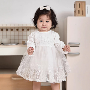 Vestido <span class=keywords><strong>de</strong></span> tul con diseño liso para niñas, falda <span class=keywords><strong>de</strong></span> princesa con decoración <span class=keywords><strong>de</strong></span> encaje para fiestas <span class=keywords><strong>de</strong></span> <span class=keywords><strong>bautizo</strong></span> <span class=keywords><strong>de</strong></span> verano - Product Image 4