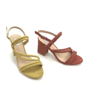 Sandalias de tacón de bloque alto para mujer, calzado de ante con correa cruzada, Color personalizado, novedad, 2022