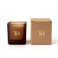 Vente chaude de pots de bougies parfumées de luxe, 8 oz, 10 oz, 12 oz, pots de bougies carrés uniques en noir avec boîte