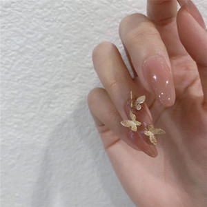 <span class=keywords><strong>Unghie</strong></span> Finte Stile Francese con Design 3D di Farfalle e Diamanti, Forma a Mandorla di Alta Qualità, Riutilizzabili - Product Image 2
