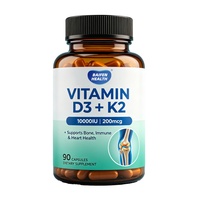 Capsules de nutriments végétaliens à marque privée avec D3 et 100 mcg de K2 MK7 pour une meilleure densité osseuse, 60 capsules, complément bien-être pour adultes