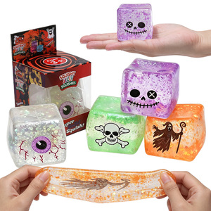 Juguete Blandito de Cubo de Maltosa de Halloween, Juguete Antiestrés de Ascenso Lento, Cubo de Dibujos Animados para Niños, Juguete Sensorial, Decoración del Hogar - Product Image 3