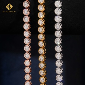 Bracelets de tennis de luxe unisexes ZUANFA JEWELRY en moissanite, argent 925 plaqué or 18 carats, taille brillant rond 4MM, sertissage clos - Product Image 5