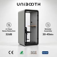 Cabine de bureau insonorisée, réduction du bruit de 32 dB, norme ISO 23351-1, ignifuge, assemblage modulaire en 30-45 minutes, ventilation en 60 secondes, cabine de réunion