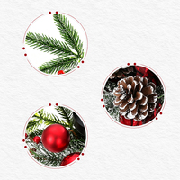 Décoration de table de Noël : centre de table en plastique avec plantes artificielles, pin et baies pour fêtes