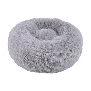 Popular Soft Removable Washable Luxury Cushion Fluffy Large Dogs Cats Waterproof Anti Slip Donut Round Dog Pet Bed For Dogs