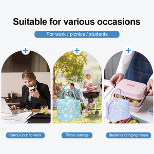 Tas Makan Siang Berinsulasi Kain Oxford Motif Daisy Baru Buatan Pabrik dengan Penutup Ritsleting Portabel untuk Penggunaan di Kampus dan Kantor - Product Image 6