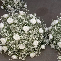 Blanc Babysbreath Rose événement grande fleur balle centres de table gypsophile longs coureurs pour cérémonie de mariage et table de réunion