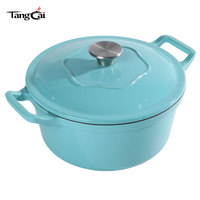 Cocotte en fonte émaillée 5QT avec deux poignées larges, grande marmite ronde, fourgonnette de cuisson, approvisionnement direct usine