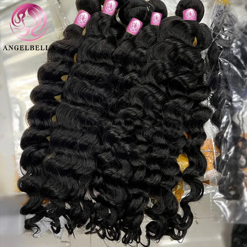 Angelbella Good Quality Hair Bundles Raw Hair Bundles Indian Unprocessed Wholesale Cambodian Hair Bundles Loose Deep Wave