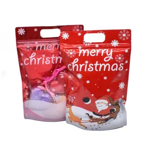 حقيبة تخزين هدايا عيد الميلاد البلاستيكية غير المنسوجة ، قابلة لإعادة الاستخدام ، أكياس لعب البسكويت والمجوهرات