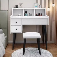 Commode à maquillage éclairée de style moderne avec armoire de rangement Miroir brillant Coiffeuse pour chambre à coucher ou hôtel