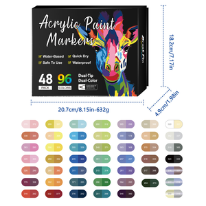 Promotiepakket Dubbele Punt Directe Vloeibare Acrylverf Marker Pen Set voor Kinderen Schilderen Kantoorartikelen Set 124/48/72/96/120/168 Kleuren - Product Image 6