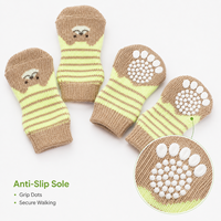 Chaussettes personnalisées pour chiens et chats, chaudes, imperméables, antidérapantes, imprimées, double couche, en coton, avec semelle en caoutchouc à pois, douces, respirantes, pour la marche en intérieur, soin des pattes