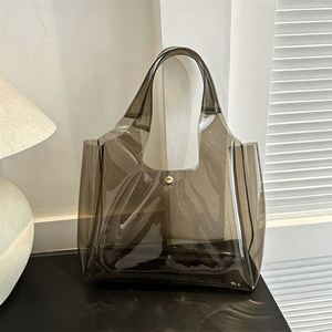 Clear PVC Jelly <b>Tote</b> Bag Custom Logo Printed <b>Plastic</b> Vest Handbag Reusable Shopping Carrier for Gift Packaging - Product Image 2