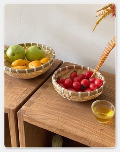 Vente chaude Meubles De Cuisine <span class=keywords><strong>Panier</strong></span> De Rangement Bambou Osier Plateau Plateau Collations Et Noix Alimentaire Oeuf Fruits Pain Paniers Tissés Boîte - Product Image 3