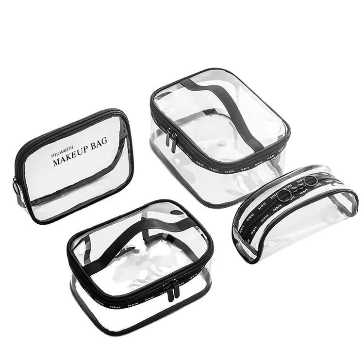 4 pezzi di plastica trasparente per trucco organizzatore borsa da viaggio asciugamano trasparente in pvc confezione cosmetica custodia per trucco