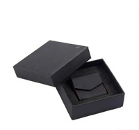 Boîte cadeau rectangulaire en carton noir personnalisée avec couvercle et enveloppe, boîte à portefeuille en feuille d'or pour l'emballage