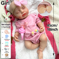 Poupées reborn en silicone au toucher doux, réalistes, 18 pouces, fille, faites à la main, mignonnes et pulpeuses, pour collection et jeux