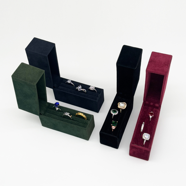 Multi-slot Ring Suit Packaging Boxes Customizable Velvet Rectangle Jewelry Box Display Romantic Small Engagement Gift Box