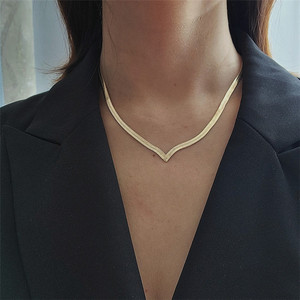 Korean <strong>Fashion</strong> Flat Snake Chain Herringbone Necklace Jewelry Charm Party <strong>Choker</strong> Necklace Party Gift Collares Wholesale - Product Image 3