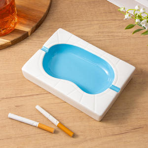 Cenicero de Cerámica Creativo, Rectangular, Blanco y Azul, Duradero, para Oficina y Hogar, Regalo Promocional, Vajilla - Product Image 2
