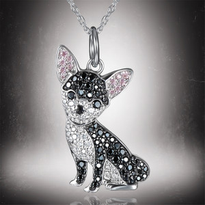 Livraison Rapide - <span class=keywords><strong>Collier</strong></span> Pendentif Chien <span class=keywords><strong>Chihuahua</strong></span> Noir, Bijoux Fins en Alliage de Zinc Écologique Style Animal Vente en Gros - Product Image 4