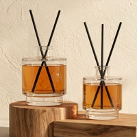 Bouteille diffuseur d'arômes décorative en verre vide, personnalisable avec logo, pour usage en laboratoire, avec bâtonnets en rotin