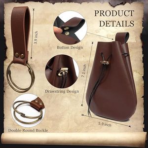 Pochette vintage en similicuir avec boucle de fermeture classique, détails rivetés et sangle réglable pour les passionnés de style rétro - Product Image 5