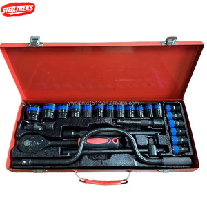 Jeu de douilles en acier au chrome-vanadium 24 pièces, clés à cliquet et rallonges personnalisables, outils hexagonaux pour bricolage et réparation domestique, emballage en mallette rigide, OEM - Product Image 2