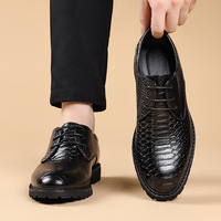 Chaussures à lacets en PU à bout pointu pour hommes, grandes tailles, motif serpent, style décontracté et professionnel, pour le commerce transfrontalier