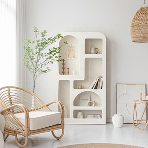 Simple modern storage display decor cabinet home living room wall cabinet white bookshelf wooden bookcase