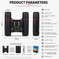 Binoculares Compactos 30x60, Mini Telescopio Binocular Plegable de Bolsillo para Observación de Aves, Viajes y Senderismo, con Bolsa de Transporte y Cordón