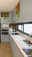 Lemari kustom Tiongkok baru yang keren, Oven uap bawaan, Penyimpanan kabinet Set penuh, untuk rumah Villa besar
