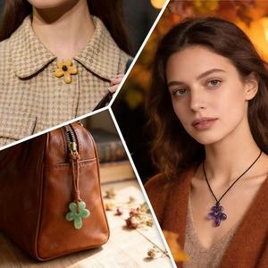 Vente en gros de pendentifs bijoux DIY en cristal naturel sculpté à la main, écologiques, en améthyste, quartz rose, œil de tigre, fluorite - Product Image 2