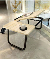Table pliable pour ordinateur portable avec bureau inclinable, rangement latéral, multifonctionnelle, réglable avec porte-gobelet pour l'étude et la lecture des enfants
