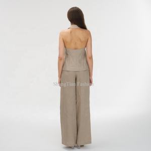 2025 Summer New Business Ladies <b>Tops</b> Lapel <b>Sleeveless</b> <b>Linen</b> Cotton <b>Sleeveless</b> <b>Tops</b> for Women - Product Image 5