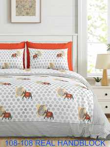 Ensemble de draps de lit king size 100% coton véritable imprimé à la main, 108x108 pouces avec 2 taies d'oreiller – Drap de lit jumbo - Product Image 4