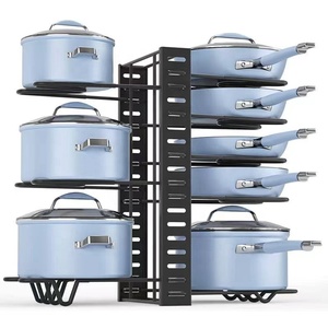 Lihangrui Kitchen Organizer pans lid Storage Rack metal pan pot lid holder and organiser Seamless adjustment pot kitchen rack