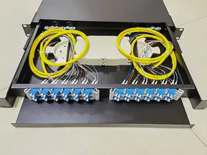 19 ''1U/2U Schiebeschienen-Schubladen halterung 12 24 48-Port-Glasfaser-Patchfeld mit Adaptern und Pig tails