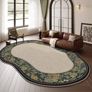 Tapis de style américain irrégulier à motif floral en fibre de polyester imperméable pour salon et chambre à coucher, forme originale, décoration intérieure - Product Image 2