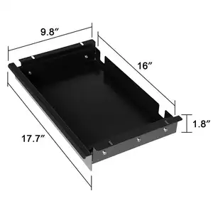 स्टैंडिंग डेस्क के लिए जेएच-मैक पेंसिल दराज 27.4*9.8*1.4" उच्च गुणवत्ता वाला ब्लैक पाउडर कोटेड मेटल अंडर डेस्क दराज ऑर्गनाइज़र