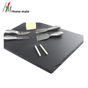Usine directe 40*30cm ensemble de plateau de service Rectangle naturel plat en <span class=keywords><strong>ardoise</strong></span> écologique avec couteau et craies - Product Image 4