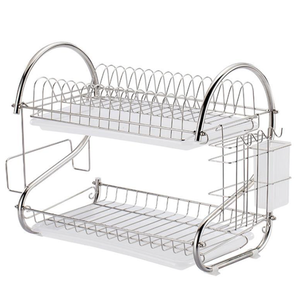 Stainless Steel Dish Drain <strong>Rack</strong> Double Layer Storage Stand Practical Kitchen Dishes <strong>Plates</strong> Organization Shelf Dish Drying <strong>Rack</strong> - Product Image 2