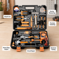 30Pcs Set Peralatan Rumah Tangga All-in-One Perkakas Tangan Palu Tang Obeng Multimeter Meteran Baja Karbon OEM Portabel